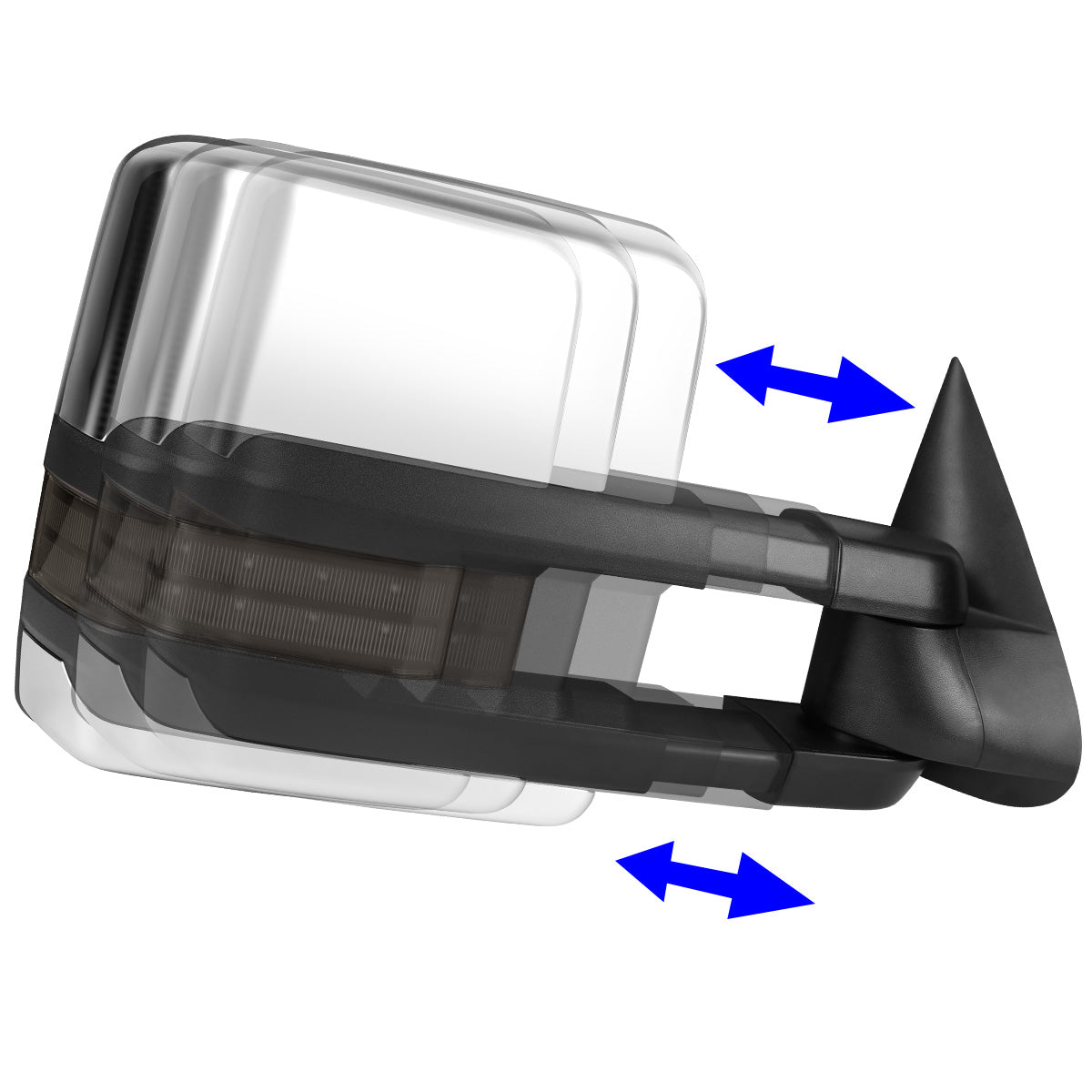 RETROVISORES EXTENDIBLES TOWING MIRROR - 07-13 CHEVY SILVERADO 1500, 1500HD, 2500, 2500HD, GMC SIERRA 1500, 1500HD, 2500, 2500HD, CHEVY SUBURBAN 1500, 2500, GM YUKON, YUKON XL 1500, XL 2500, CHEVY AVALANCHE, CHEVY TAHOE, CADILLAC ESCALADE / 07-14 CHEVY