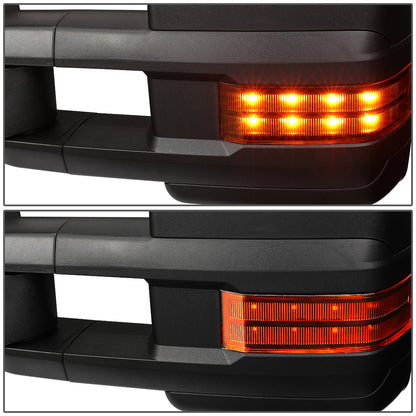 RETROVISORES EXTENDIBLES TOWING MIRROR - 99-06 CHEVY SILVERADO, GMC SIERRA / 00-06 CHEVY SUBURBAN, CHEVY TAHOE, GMC YUKON / 02-06 CHEVY AVALANCHE, CADILLAC ESCALADE - PAIR - MANUAL - BLACK - LED AMBER SIGNAL