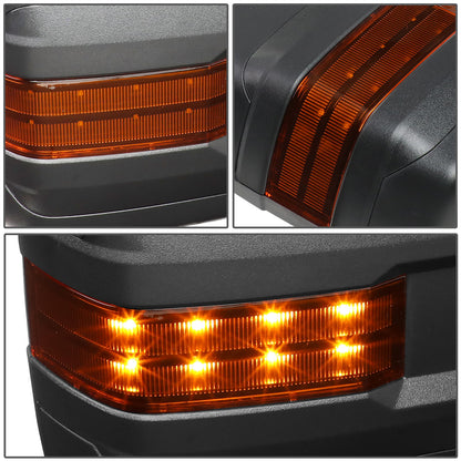 RETROVISORES EXTENDIBLES TOWING MIRROR - 99-06 CHEVY SILVERADO, GMC SIERRA / 00-06 CHEVY SUBURBAN, CHEVY TAHOE, GMC YUKON / 02-06 CHEVY AVALANCHE, CADILLAC ESCALADE - PAIR - POWERED W/ HEATED - BLACK - LED AMBER SIGNAL