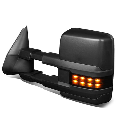 RETROVISORES EXTENDIBLES TOWING MIRROR - 99-06 CHEVY SILVERADO, GMC SIERRA / 00-06 CHEVY SUBURBAN, CHEVY TAHOE, GMC YUKON / 02-06 CHEVY AVALANCHE, CADILLAC ESCALADE - LEFT - POWERED W/ HEATED - LED SMOKE SIGNAL - BLACK