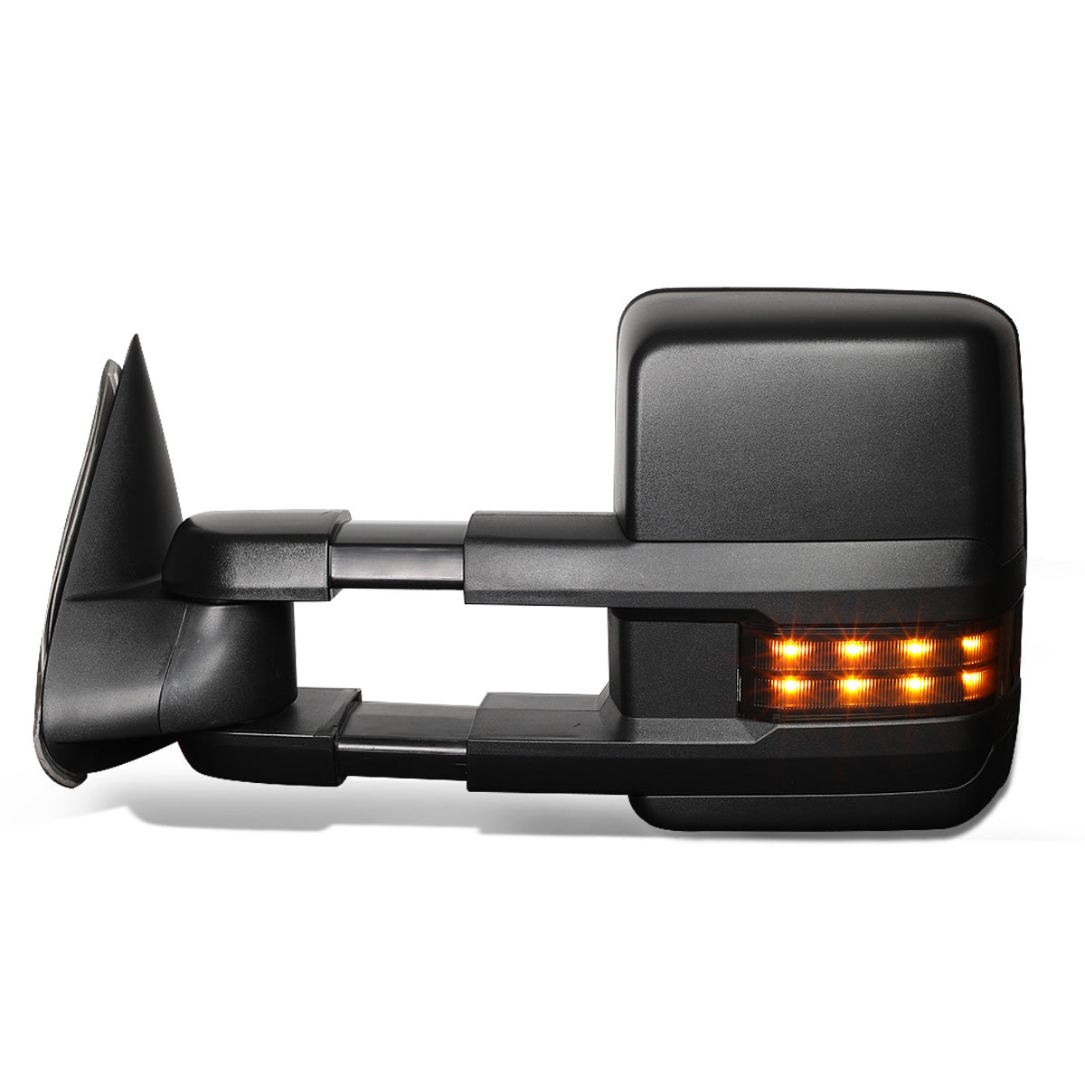 RETROVISORES EXTENDIBLES TOWING MIRROR - 99-06 CHEVY SILVERADO, GMC SIERRA / 00-06 CHEVY SUBURBAN, CHEVY TAHOE, GMC YUKON / 02-06 CHEVY AVALANCHE, CADILLAC ESCALADE - LEFT - POWERED W/ HEATED - LED SMOKE SIGNAL - BLACK