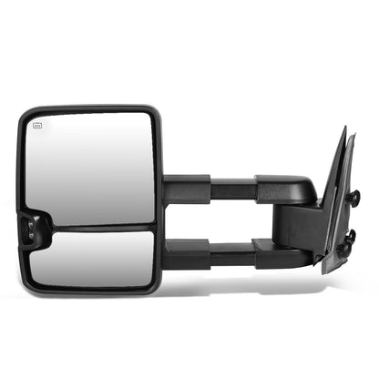 RETROVISORES EXTENDIBLES TOWING MIRROR - 99-06 CHEVY SILVERADO, GMC SIERRA / 00-06 CHEVY SUBURBAN, CHEVY TAHOE, GMC YUKON / 02-06 CHEVY AVALANCHE, CADILLAC ESCALADE - LEFT - POWERED W/ HEATED - LED SMOKE SIGNAL - BLACK