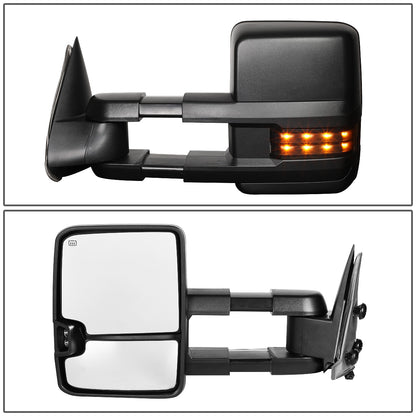 RETROVISORES EXTENDIBLES TOWING MIRROR - 99-06 CHEVY SILVERADO, GMC SIERRA / 00-06 CHEVY SUBURBAN, CHEVY TAHOE, GMC YUKON / 02-06 CHEVY AVALANCHE, CADILLAC ESCALADE - LEFT - POWERED W/ HEATED - LED SMOKE SIGNAL - BLACK