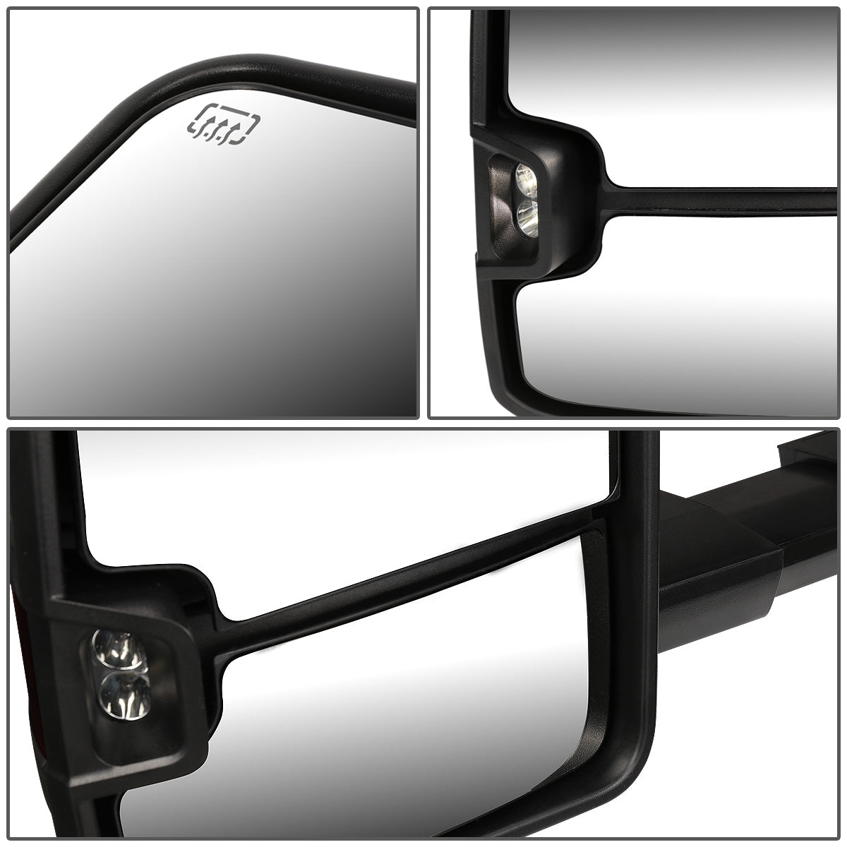 RETROVISORES EXTENDIBLES TOWING MIRROR - 99-06 CHEVY SILVERADO, GMC SIERRA / 00-06 CHEVY SUBURBAN, CHEVY TAHOE, GMC YUKON / 02-06 CHEVY AVALANCHE, CADILLAC ESCALADE - LEFT - POWERED W/ HEATED - LED SMOKE SIGNAL - BLACK