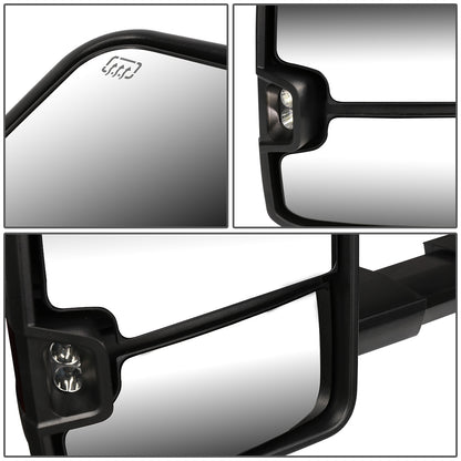 RETROVISORES EXTENDIBLES TOWING MIRROR - 99-06 CHEVY SILVERADO, GMC SIERRA / 00-06 CHEVY SUBURBAN, CHEVY TAHOE, GMC YUKON / 02-06 CHEVY AVALANCHE, CADILLAC ESCALADE - LEFT - POWERED W/ HEATED - LED SMOKE SIGNAL - BLACK