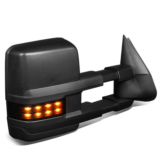 RETROVISORES EXTENDIBLES TOWING MIRROR - 99-06 CHEVY SILVERADO, GMC SIERRA / 00-06 CHEVY SUBURBAN, CHEVY TAHOE, GMC YUKON / 02-06 CHEVY AVALANCHE, CADILLAC ESCALADE - RIGHT - POWERED W/ HEATED - LED SMOKE SIGNAL - BLACK