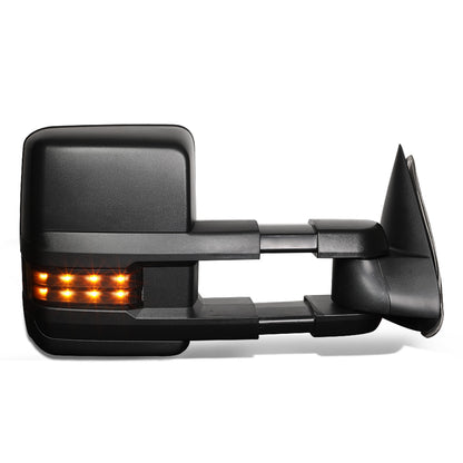 RETROVISORES EXTENDIBLES TOWING MIRROR - 99-06 CHEVY SILVERADO, GMC SIERRA / 00-06 CHEVY SUBURBAN, CHEVY TAHOE, GMC YUKON / 02-06 CHEVY AVALANCHE, CADILLAC ESCALADE - RIGHT - POWERED W/ HEATED - LED SMOKE SIGNAL - BLACK