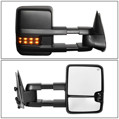 RETROVISORES EXTENDIBLES TOWING MIRROR - 99-06 CHEVY SILVERADO, GMC SIERRA / 00-06 CHEVY SUBURBAN, CHEVY TAHOE, GMC YUKON / 02-06 CHEVY AVALANCHE, CADILLAC ESCALADE - RIGHT - POWERED W/ HEATED - LED SMOKE SIGNAL - BLACK