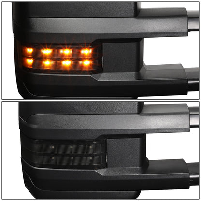 RETROVISORES EXTENDIBLES TOWING MIRROR - 99-06 CHEVY SILVERADO, GMC SIERRA / 00-06 CHEVY SUBURBAN, CHEVY TAHOE, GMC YUKON / 02-06 CHEVY AVALANCHE, CADILLAC ESCALADE - RIGHT - POWERED W/ HEATED - LED SMOKE SIGNAL - BLACK
