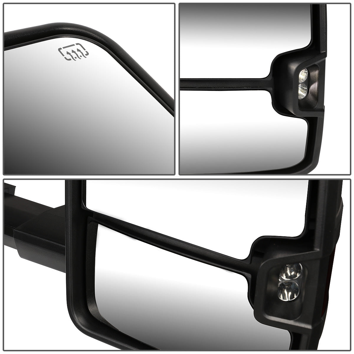 RETROVISORES EXTENDIBLES TOWING MIRROR - 99-06 CHEVY SILVERADO, GMC SIERRA / 00-06 CHEVY SUBURBAN, CHEVY TAHOE, GMC YUKON / 02-06 CHEVY AVALANCHE, CADILLAC ESCALADE - RIGHT - POWERED W/ HEATED - LED SMOKE SIGNAL - BLACK