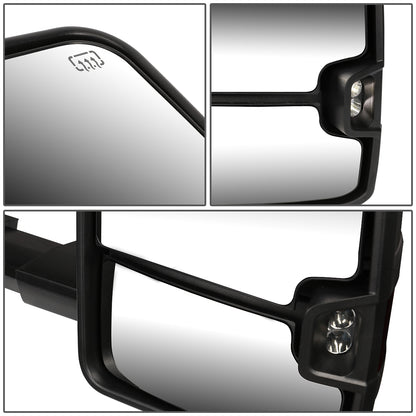 RETROVISORES EXTENDIBLES TOWING MIRROR - 99-06 CHEVY SILVERADO, GMC SIERRA / 00-06 CHEVY SUBURBAN, CHEVY TAHOE, GMC YUKON / 02-06 CHEVY AVALANCHE, CADILLAC ESCALADE - RIGHT - POWERED W/ HEATED - LED SMOKE SIGNAL - BLACK