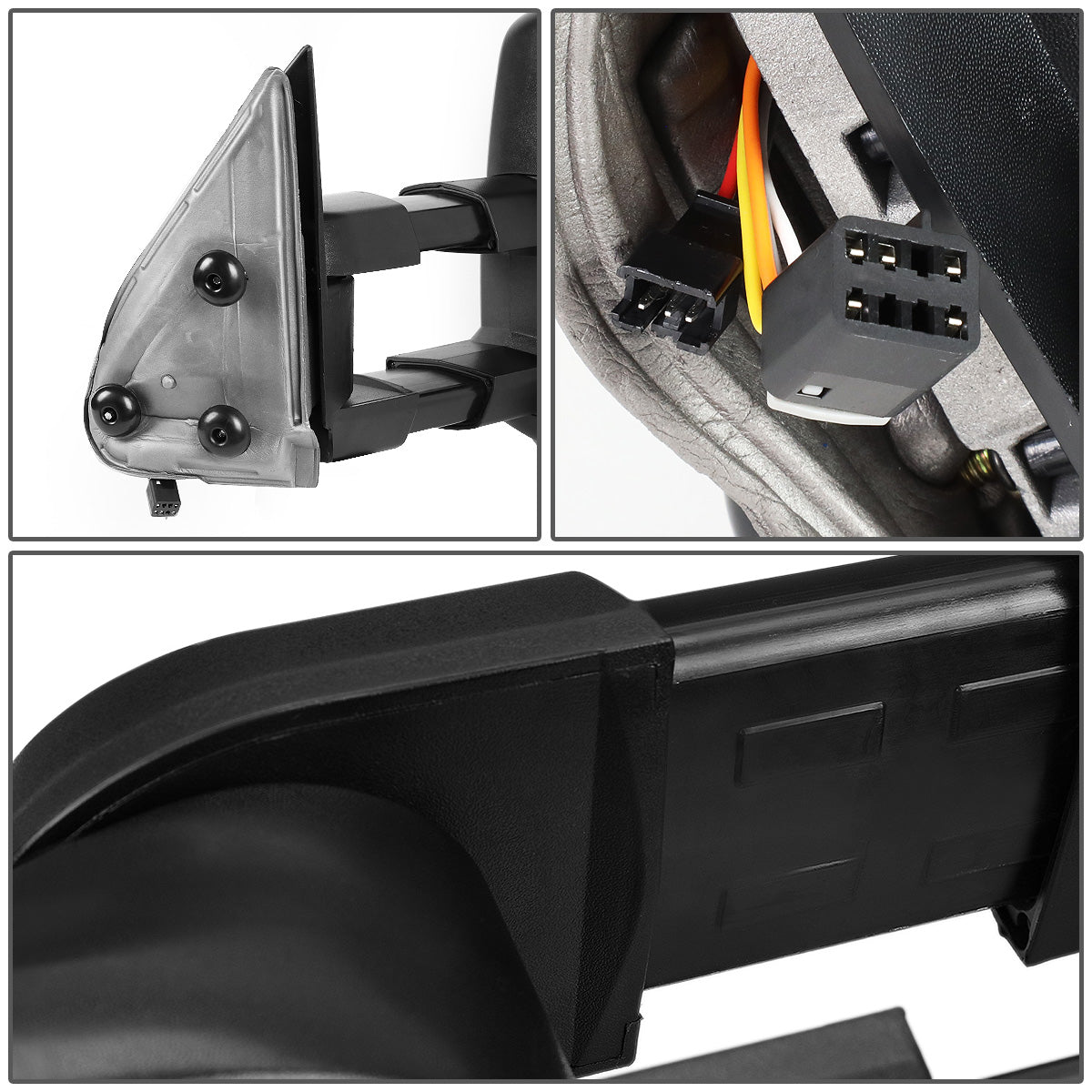 RETROVISORES EXTENDIBLES TOWING MIRROR - 99-06 CHEVY SILVERADO, GMC SIERRA / 00-06 CHEVY SUBURBAN, CHEVY TAHOE, GMC YUKON / 02-06 CHEVY AVALANCHE, CADILLAC ESCALADE - RIGHT - POWERED W/ HEATED - LED SMOKE SIGNAL - BLACK