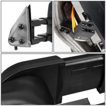 RETROVISORES EXTENDIBLES TOWING MIRROR - 99-06 CHEVY SILVERADO, GMC SIERRA / 00-06 CHEVY SUBURBAN, CHEVY TAHOE, GMC YUKON / 02-06 CHEVY AVALANCHE, CADILLAC ESCALADE - RIGHT - POWERED W/ HEATED - LED SMOKE SIGNAL - BLACK