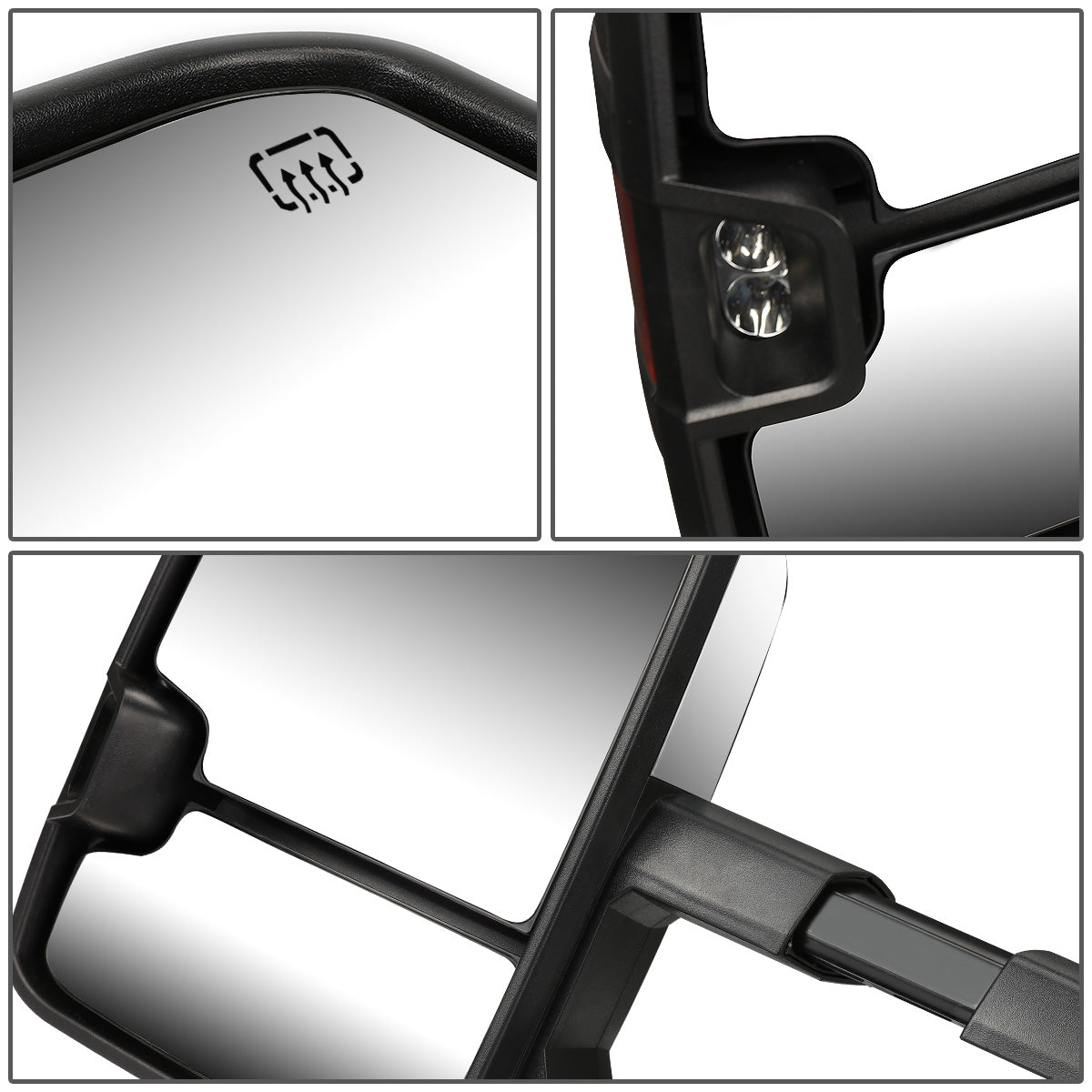 RETROVISORES EXTENDIBLES TOWING MIRROR - 99-06 CHEVY SILVERADO, GMC SIERRA / 00-06 CHEVY SUBURBAN, CHEVY TAHOE, GMC YUKON / 02-06 CHEVY AVALANCHE, CADILLAC ESCALADE - LEFT - POWERED W/ HEATED - LED SMOKE SIGNAL - CHROME