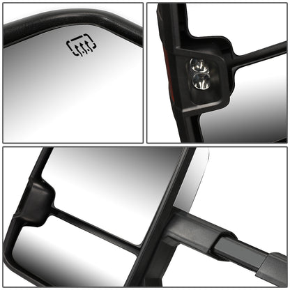 RETROVISORES EXTENDIBLES TOWING MIRROR - 99-06 CHEVY SILVERADO, GMC SIERRA / 00-06 CHEVY SUBURBAN, CHEVY TAHOE, GMC YUKON / 02-06 CHEVY AVALANCHE, CADILLAC ESCALADE - LEFT - POWERED W/ HEATED - LED SMOKE SIGNAL - CHROME
