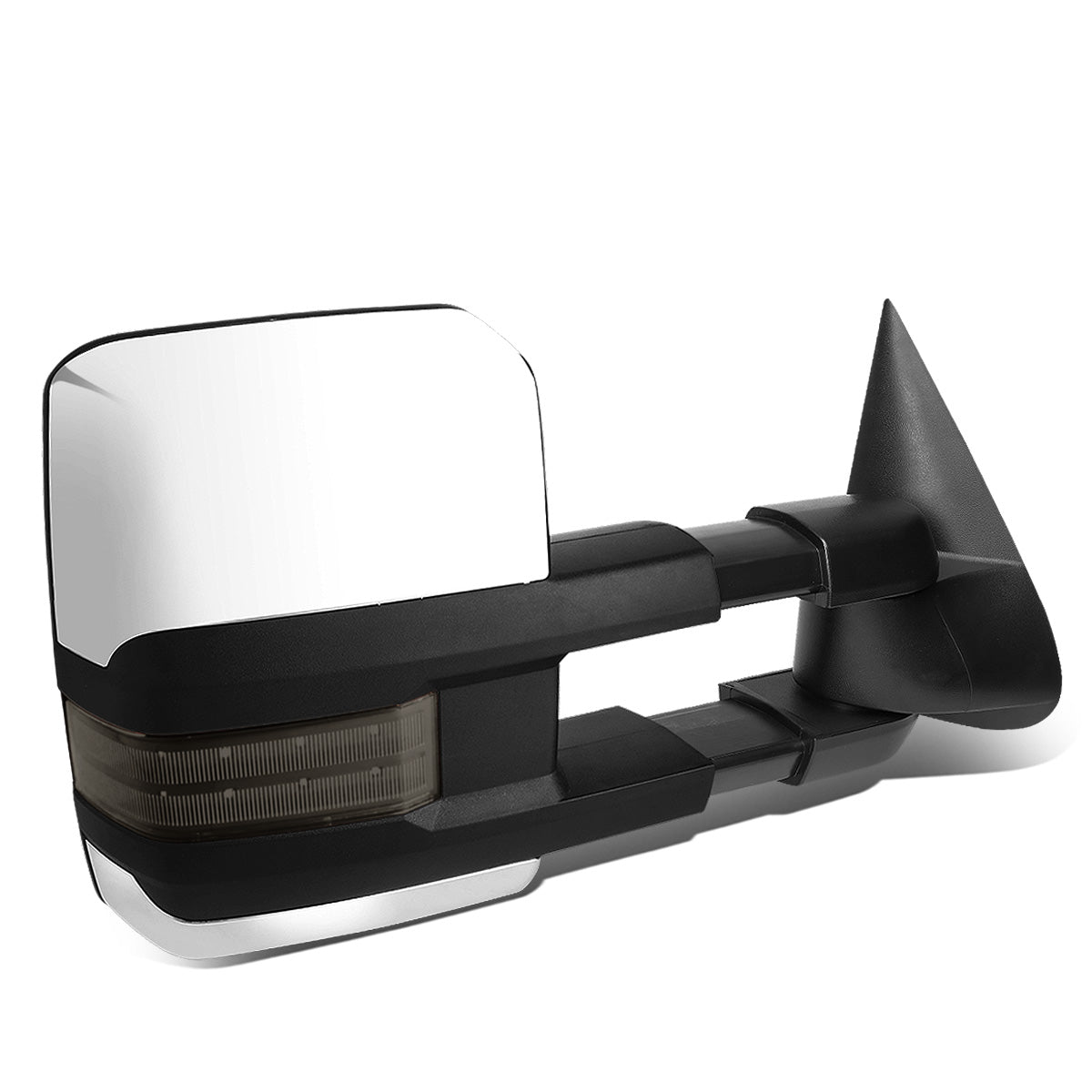 RETROVISORES EXTENDIBLES TOWING MIRROR - 99-06 CHEVY SILVERADO, GMC SIERRA / 00-06 CHEVY SUBURBAN, CHEVY TAHOE, GMC YUKON / 02-06 CHEVY AVALANCHE, CADILLAC ESCALADE - RIGHT - POWERED W/ HEATED - LED SMOKE SIGNAL- CHROME