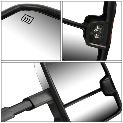 RETROVISORES EXTENDIBLES TOWING MIRROR - 99-06 CHEVY SILVERADO, GMC SIERRA / 00-06 CHEVY SUBURBAN, CHEVY TAHOE, GMC YUKON / 02-06 CHEVY AVALANCHE, CADILLAC ESCALADE - RIGHT - POWERED W/ HEATED - LED SMOKE SIGNAL- CHROME