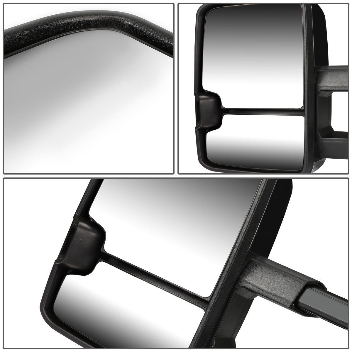 RETROVISORES EXTENDIBLES TOWING MIRROR - 88-98 CHEVY GMC C/K 1500 / 88-00 CHEVY GMC C/K 2500 / 88-02 CHEVY GMC C3500 / 88-00 CHEVY GMC K3500 / 95-99 CHEVY TAHOE / 92-99 GMC YUKON, SUBURBAN - PAIR - POWERED - LED SMOKE SIGNAL - BLACK