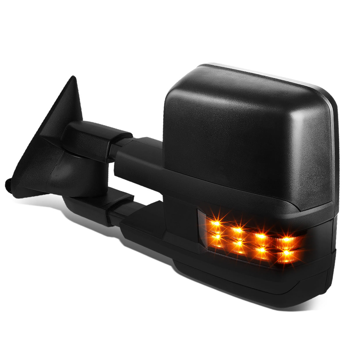 RETROVISORES EXTENDIBLES TOWING MIRROR - 88-98 CHEVY GMC C/K 1500 / 88-00 CHEVY GMC C/K 2500 / 88-02 CHEVY GMC C3500 / 88-00 CHEVY GMC K3500 / 95-99 CHEVY TAHOE / 92-99 GMC YUKON, SUBURBAN - LEFT - POWERED - LED SMOKE SIGNAL - BLACK