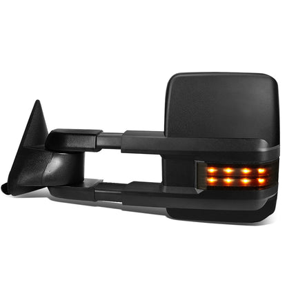 RETROVISORES EXTENDIBLES TOWING MIRROR - 88-98 CHEVY GMC C/K 1500 / 88-00 CHEVY GMC C/K 2500 / 88-02 CHEVY GMC C3500 / 88-00 CHEVY GMC K3500 / 95-99 CHEVY TAHOE / 92-99 GMC YUKON, SUBURBAN - LEFT - POWERED - LED SMOKE SIGNAL - BLACK