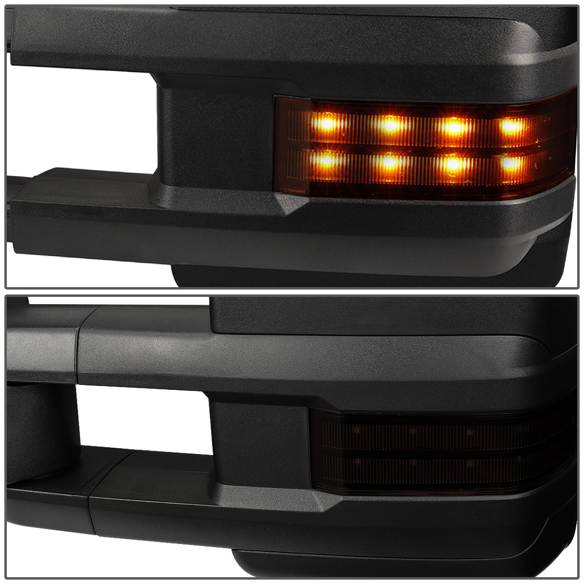 RETROVISORES EXTENDIBLES TOWING MIRROR - 88-98 CHEVY GMC C/K 1500 / 88-00 CHEVY GMC C/K 2500 / 88-02 CHEVY GMC C3500 / 88-00 CHEVY GMC K3500 / 95-99 CHEVY TAHOE / 92-99 GMC YUKON, SUBURBAN - LEFT - POWERED - LED SMOKE SIGNAL - BLACK