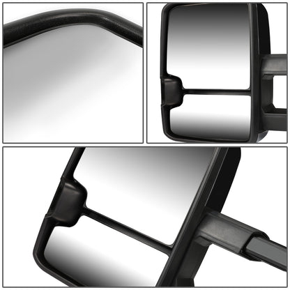 RETROVISORES EXTENDIBLES TOWING MIRROR - 88-98 CHEVY GMC C/K 1500 / 88-00 CHEVY GMC C/K 2500 / 88-02 CHEVY GMC C3500 / 88-00 CHEVY GMC K3500 / 95-99 CHEVY TAHOE / 92-99 GMC YUKON, SUBURBAN - LEFT - POWERED - LED SMOKE SIGNAL - BLACK