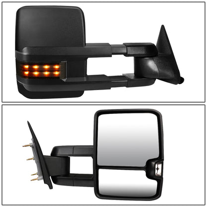 RETROVISORES EXTENDIBLES TOWING MIRROR - 88-98 CHEVY GMC C/K 1500 / 88-00 CHEVY GMC C/K 2500 / 88-02 CHEVY GMC C3500 / 88-00 CHEVY GMC K3500 / 95-99 CHEVY TAHOE / 92-99 GMC YUKON, SUBURBAN - RIGHT - POWERED - LED SMOKE SIGNAL - BLACK