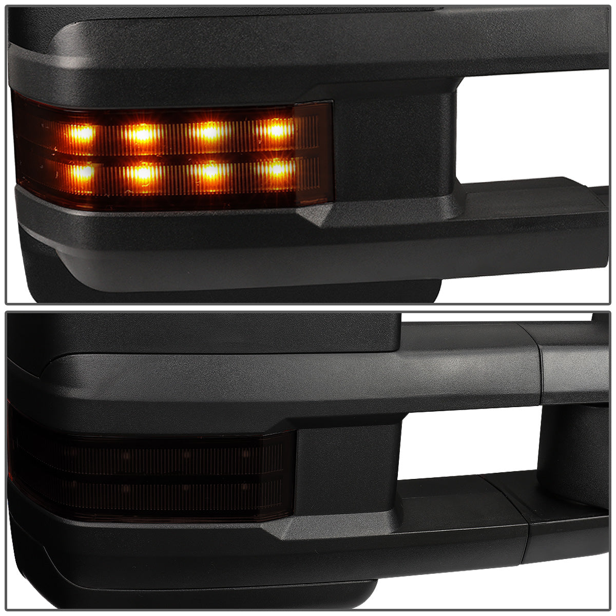 RETROVISORES EXTENDIBLES TOWING MIRROR - 88-98 CHEVY GMC C/K 1500 / 88-00 CHEVY GMC C/K 2500 / 88-02 CHEVY GMC C3500 / 88-00 CHEVY GMC K3500 / 95-99 CHEVY TAHOE / 92-99 GMC YUKON, SUBURBAN - RIGHT - POWERED - LED SMOKE SIGNAL - BLACK