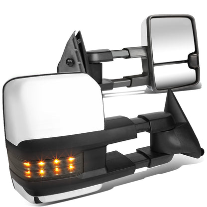 RETROVISORES EXTENDIBLES TOWING MIRROR - 88-98 CHEVY GMC C/K 1500 / 88-00 CHEVY GMC C/K 2500 / 88-02 CHEVY GMC C3500 / 88-00 CHEVY GMC K3500 / 95-99 CHEVY TAHOE / 92-99 GMC YUKON, SUBURBAN - PAIR - POWERED W/O HEATED - LED SMOKE SIGNAL - CHROME