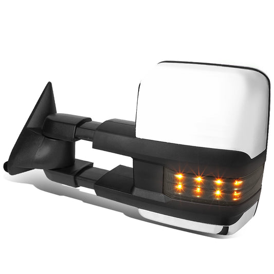 RETROVISORES EXTENDIBLES TOWING MIRROR - 88-98 CHEVY GMC C/K 1500 / 88-00 CHEVY GMC C/K 2500 / 88-02 CHEVY GMC C3500 / 88-00 CHEVY GMC K3500 / 95-99 CHEVY TAHOE / 92-99 GMC YUKON, SUBURBAN - LEFT - POWERED W/O HEATED - LED SMOKE SIGNAL - CHROME