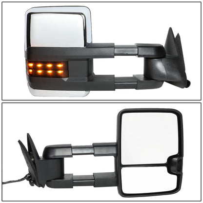 RETROVISORES EXTENDIBLES TOWING MIRROR - 88-98 CHEVY GMC C/K 1500 / 88-00 CHEVY GMC C/K 2500 / 88-02 CHEVY GMC C3500 / 88-00 CHEVY GMC K3500 / 95-99 CHEVY TAHOE / 92-99 GMC YUKON, SUBURBAN - RIGHT - POWERED W/O HEATED - LED SMOKE SIGNAL - CHROME