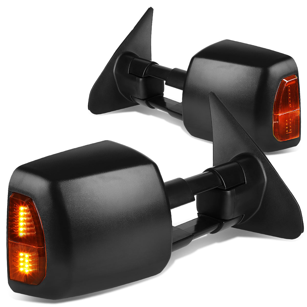 RETROVISORES EXTENDIBLES TOWING MIRROR - 07-16 TOYOTA TUNDRA - PAIR - POWERED W/ HEATED - LED AMBER SIGNAL - BLACK