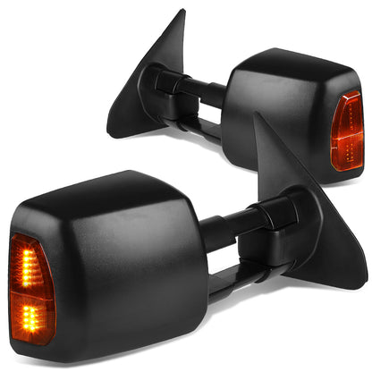 RETROVISORES EXTENDIBLES TOWING MIRROR - 07-16 TOYOTA TUNDRA - PAIR - POWERED W/ HEATED - LED AMBER SIGNAL - BLACK