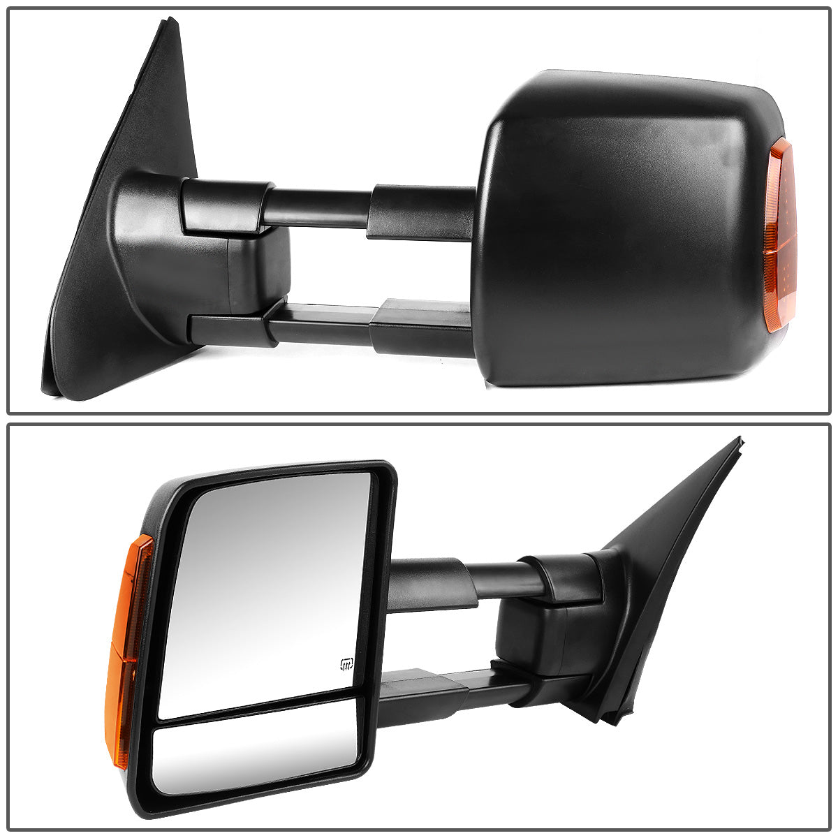 RETROVISORES EXTENDIBLES TOWING MIRROR - 07-16 TOYOTA TUNDRA - PAIR - POWERED W/ HEATED - LED AMBER SIGNAL - BLACK