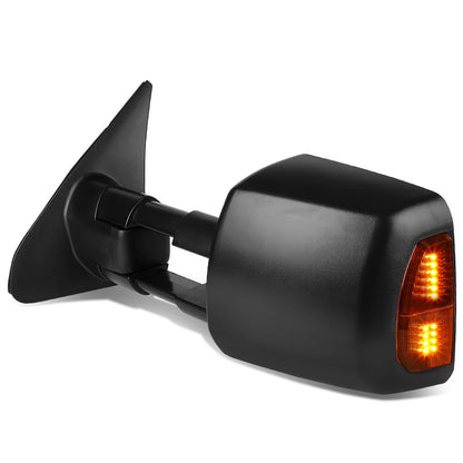 RETROVISORES EXTENDIBLES TOWING MIRROR - 07-16 TOYOTA TUNDRA - LEFT - POWERED W/ HEATED - LED AMBER SIGNAL - BLACK