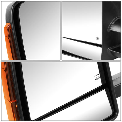 RETROVISORES EXTENDIBLES TOWING MIRROR - 07-16 TOYOTA TUNDRA - LEFT - POWERED W/ HEATED - LED AMBER SIGNAL - BLACK