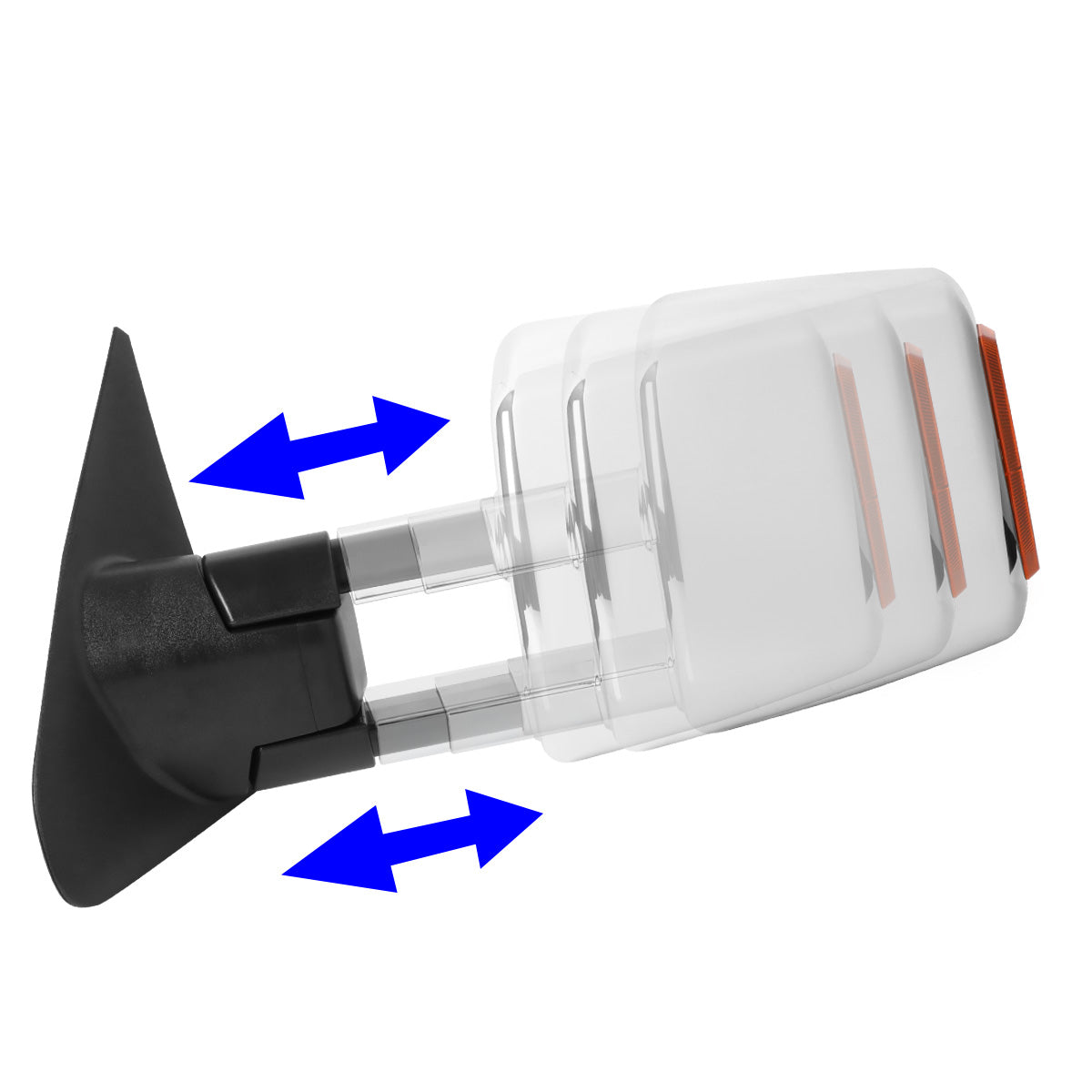 RETROVISORES EXTENDIBLES TOWING MIRROR - 07-16 TOYOTA TUNDRA - PAIR - POWERED W/ HEATED - LED AMBER SIGNAL - CHROME