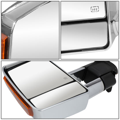 RETROVISORES EXTENDIBLES TOWING MIRROR - 07-16 TOYOTA TUNDRA - PAIR - POWERED W/ HEATED - LED AMBER SIGNAL - CHROME