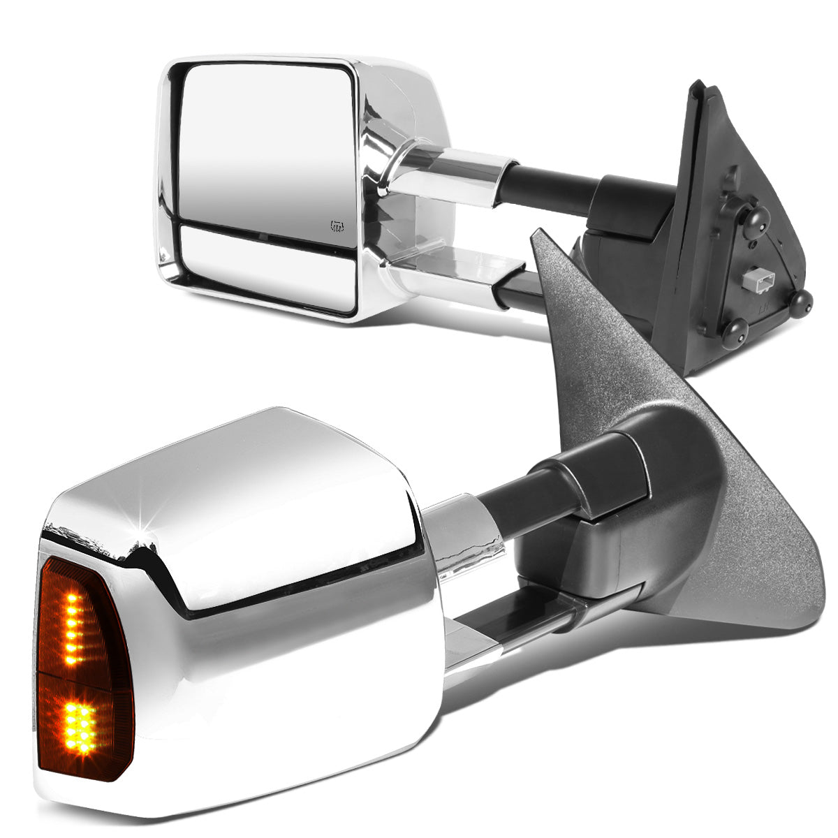 RETROVISORES EXTENDIBLES TOWING MIRROR - 07-16 TOYOTA TUNDRA - PAIR - POWERED W/ HEATED - LED SMOKE SIGNAL - CHROME