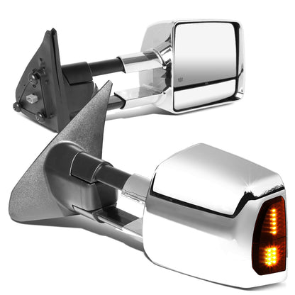 RETROVISORES EXTENDIBLES TOWING MIRROR - 07-16 TOYOTA TUNDRA - PAIR - POWERED W/ HEATED - LED SMOKE SIGNAL - CHROME