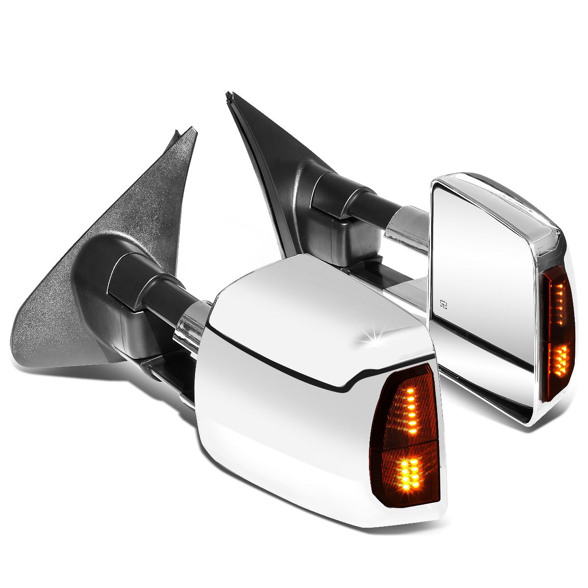 RETROVISORES EXTENDIBLES TOWING MIRROR - 07-16 TOYOTA TUNDRA - PAIR - POWERED W/ HEATED - LED SMOKE SIGNAL - CHROME