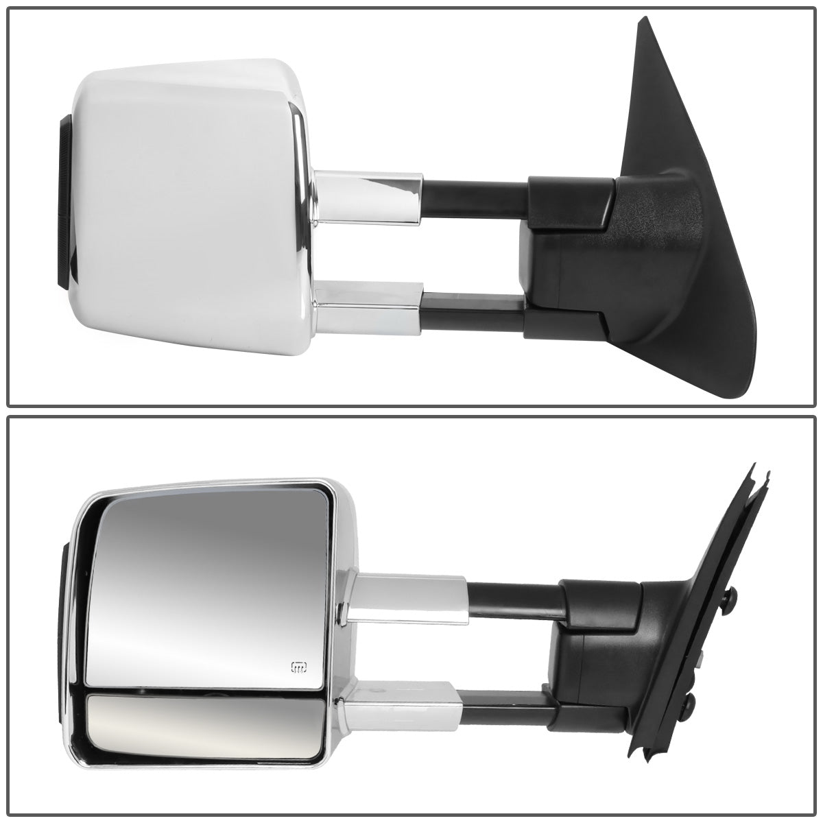 RETROVISORES EXTENDIBLES TOWING MIRROR - 07-16 TOYOTA TUNDRA - PAIR - POWERED W/ HEATED - LED SMOKE SIGNAL - CHROME