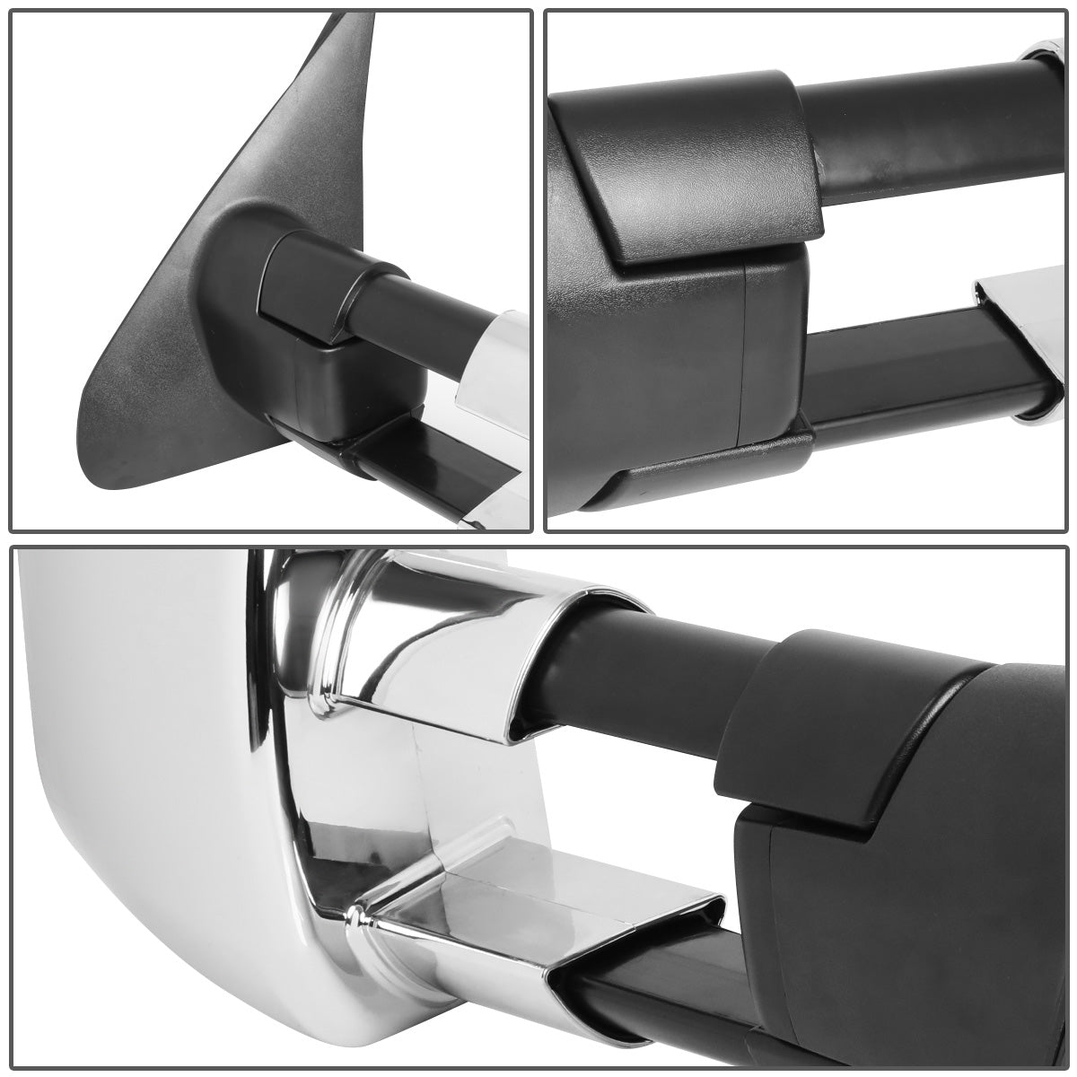 RETROVISORES EXTENDIBLES TOWING MIRROR - 07-16 TOYOTA TUNDRA - PAIR - POWERED W/ HEATED - LED SMOKE SIGNAL - CHROME