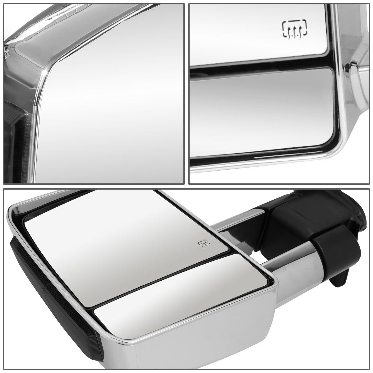 RETROVISORES EXTENDIBLES TOWING MIRROR - 07-16 TOYOTA TUNDRA - PAIR - POWERED W/ HEATED - LED SMOKE SIGNAL - CHROME