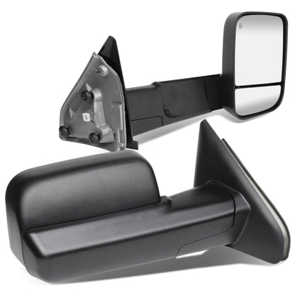RETROVISORES EXTENDIBLES TOWING MIRROR - 02-08 DODGE RAM 1500 / 03-09 DODGE RAM 2500, 3500 - PAIR - POWERED W/ HEATED W/ PUDDLE LIGHT - BLACK