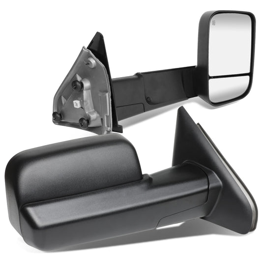 RETROVISORES EXTENDIBLES TOWING MIRROR - 02-08 DODGE RAM 1500 / 03-09 DODGE RAM 2500, 3500 - PAIR - POWERED W/ HEATED W/ PUDDLE LIGHT - BLACK