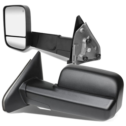 RETROVISORES EXTENDIBLES TOWING MIRROR - 02-08 DODGE RAM 1500 / 03-09 DODGE RAM 2500, 3500 - PAIR - POWERED W/ HEATED W/ PUDDLE LIGHT - BLACK