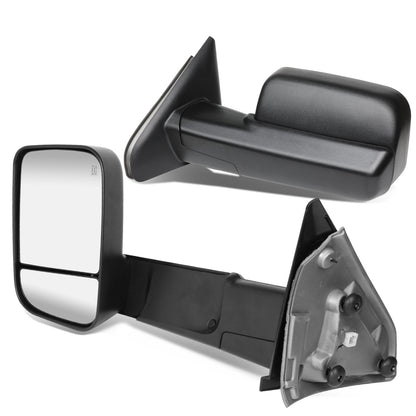 RETROVISORES EXTENDIBLES TOWING MIRROR - 02-08 DODGE RAM 1500 / 03-09 DODGE RAM 2500, 3500 - PAIR - POWERED W/ HEATED W/ PUDDLE LIGHT - BLACK