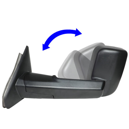 RETROVISORES EXTENDIBLES TOWING MIRROR - 02-08 DODGE RAM 1500 / 03-09 DODGE RAM 2500, 3500 - PAIR - POWERED W/ HEATED W/ PUDDLE LIGHT - BLACK
