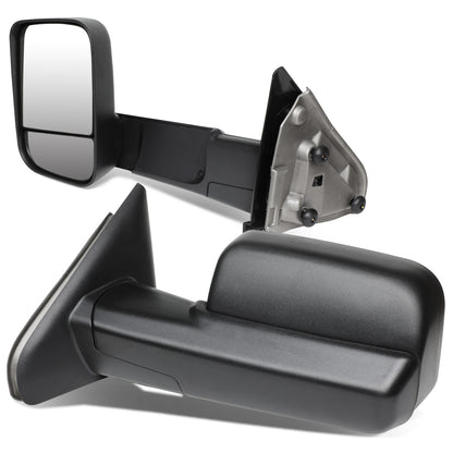 RETROVISORES EXTENDIBLES TOWING MIRROR - 02-08 DODGE RAM 1500 / 03-09 DODGE RAM 2500, 3500 - PAIR - MANUAL W/ HEATED W/ PUDDLE LIGHT - BLACK